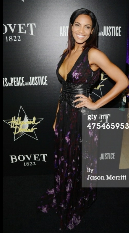 Ciera Foster at Artist for Peace and Justice 2014 Hollywood Domino Gala wearing Roberto Cavalli Couture