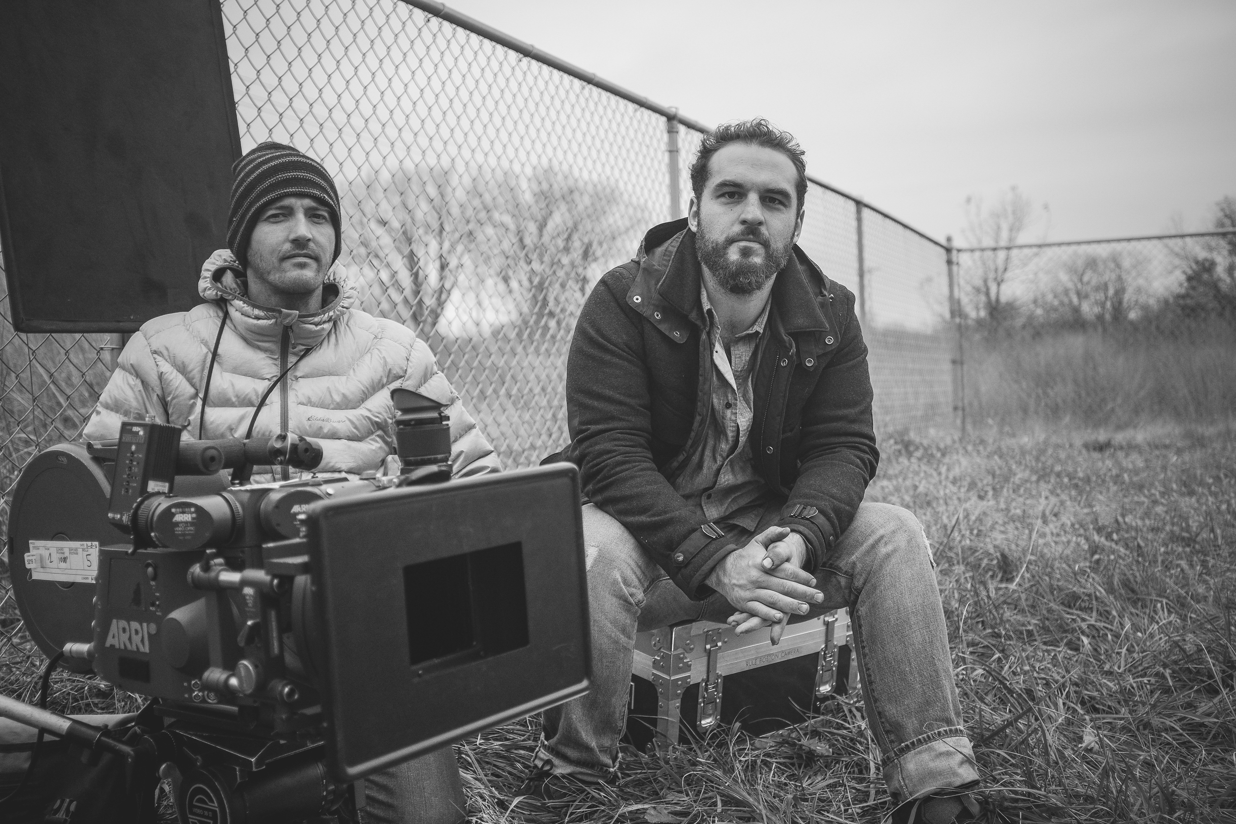 Director of Photography Daniel Cojanu (left) and Producer/Director Jesse Kreitzer on the set of Black Canaries.