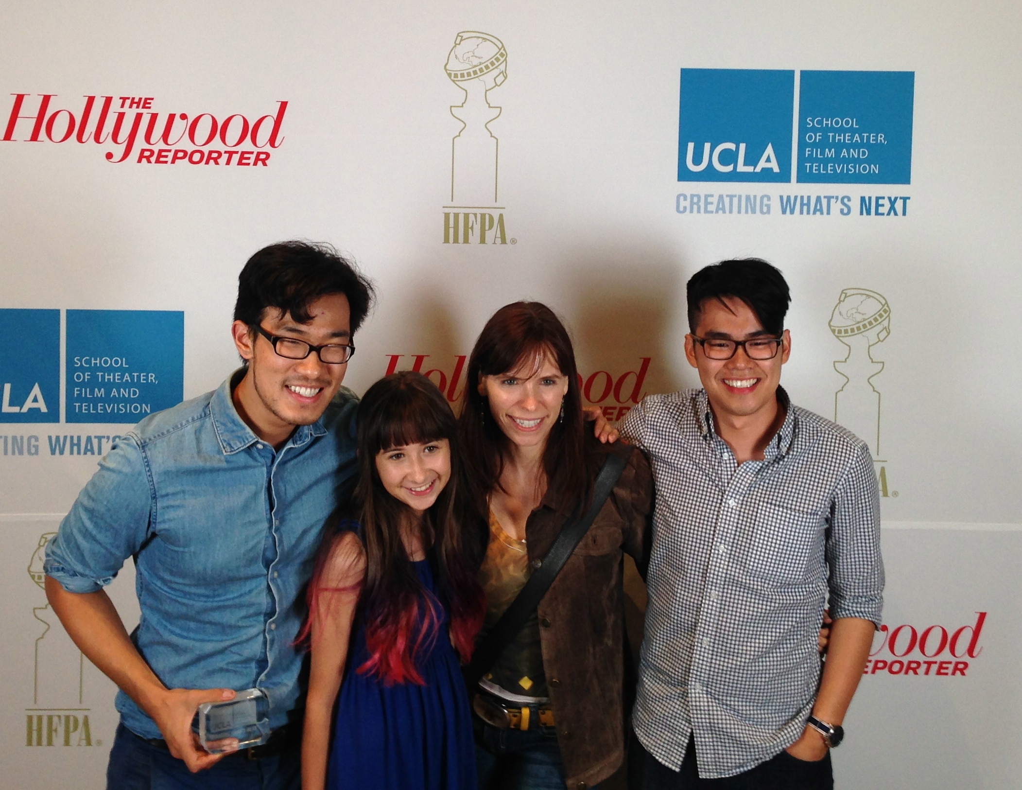 Lauren Reel, Ted Sim, Director, and Deidre Lyons at the red carpet event for Her Name Is Clover