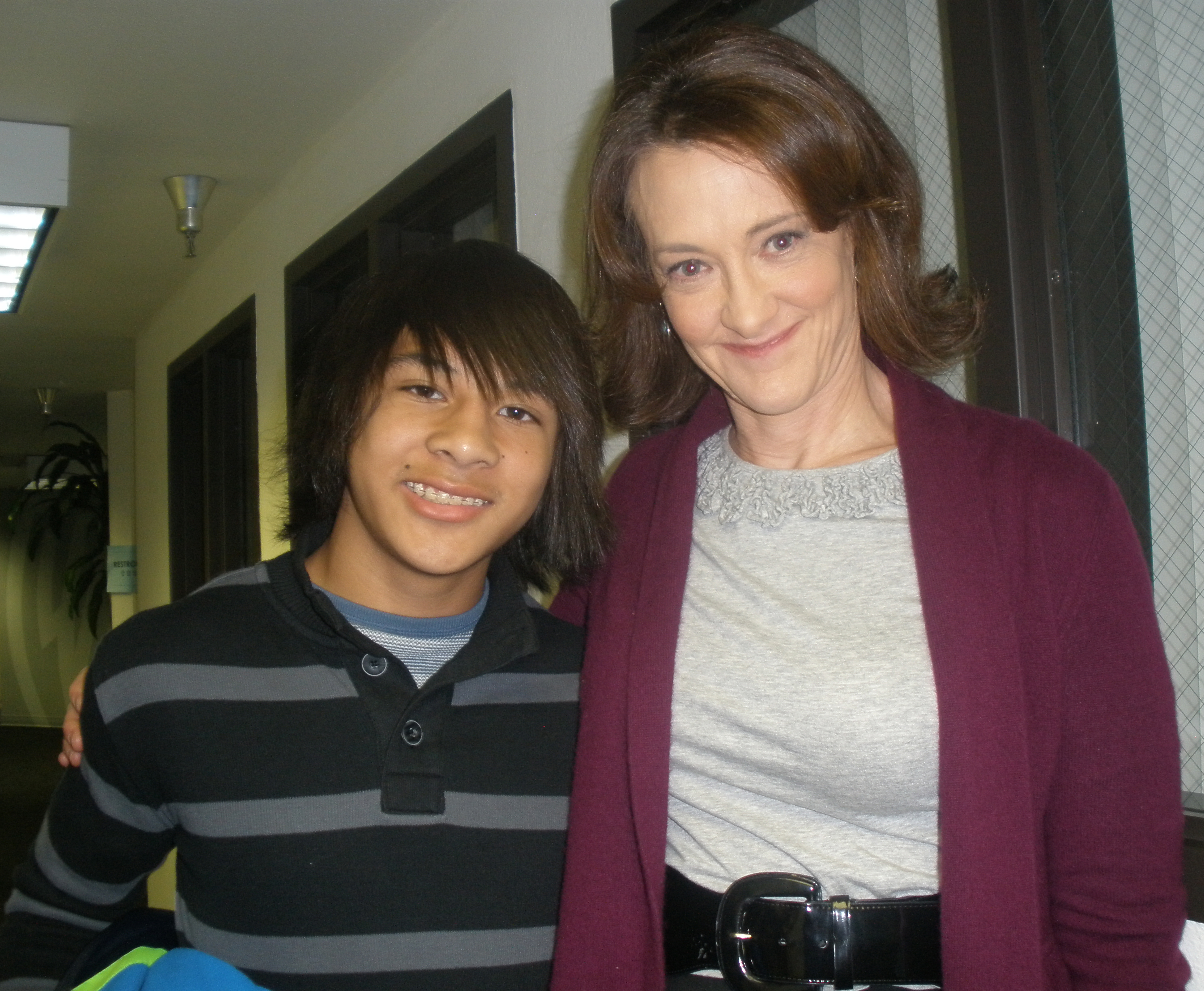 Joan Cusak and Tai Urban getting ready to be filmed on the set of Showtime's Shameless (Season 4)