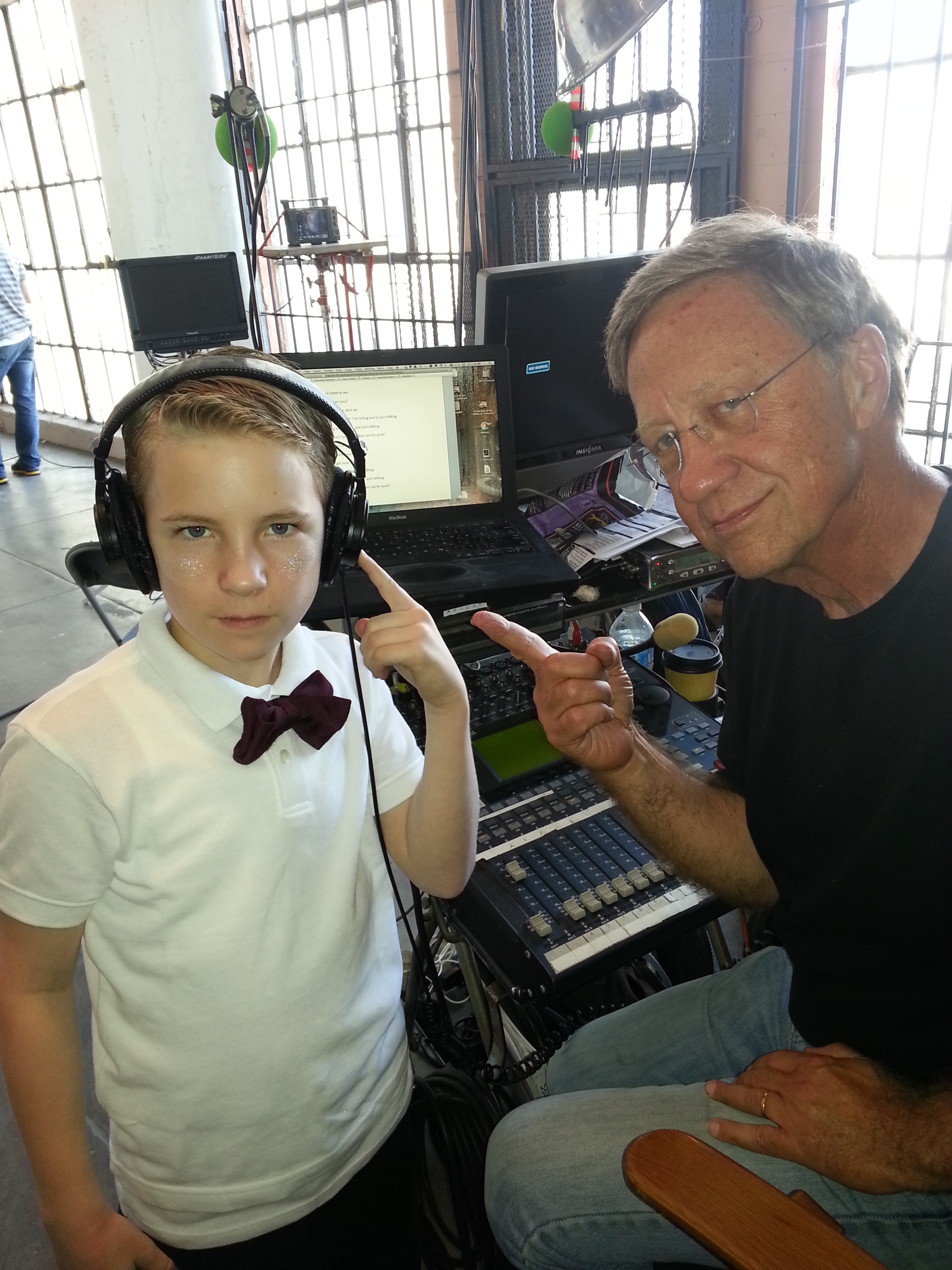 Justin Ellings with Fred Schultz on the set of Scaremonger