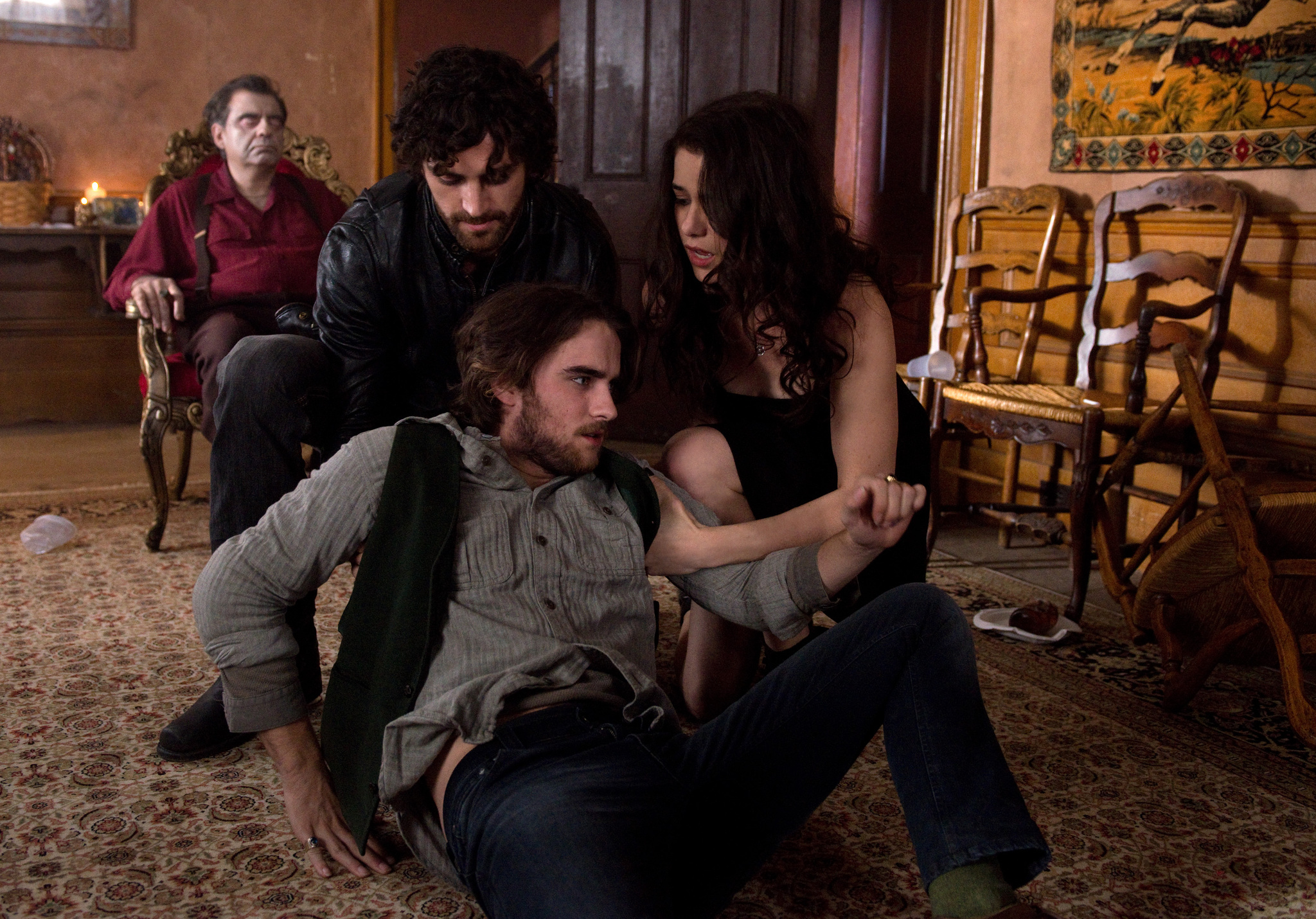 Still of Kaniehtiio Horn, Landon Liboiron and Luke Camilleri in Hemlock Grove (2013)