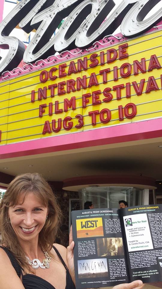 Oceanside international Film Festival, Red Carpet Event, Historical Star Theater, My wife Holly holding program guide.... First Runner Up OIFF 2014