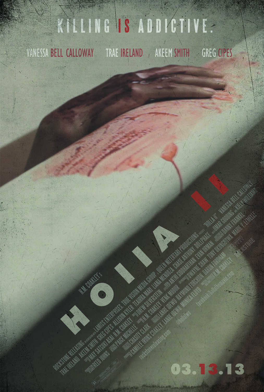 H.M. Coakley's Holla II, an urban horror/comedy, premiered at the 2013 21st Annual Pan African Film Festival in Los Angeles on Feb 8 at Rave Cinema Baldwin Hills.