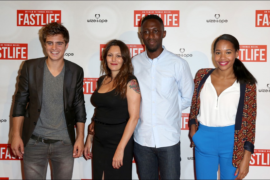 Clément Moreau, Karole Rocher, Thomas Ngijol and Olivia Biffot at the Fastlife premiere (2014)