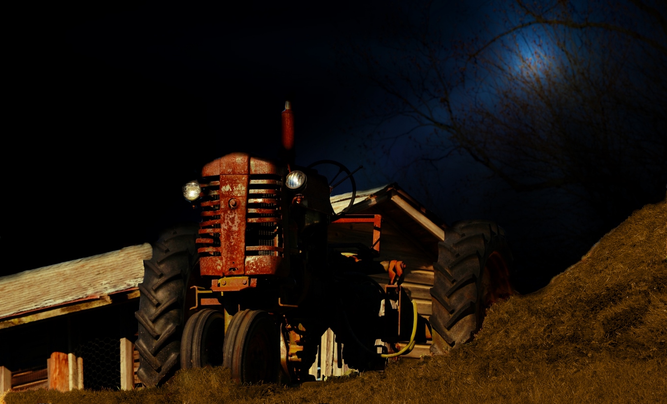 Tractor in Moonlight, The Bates Motel. 