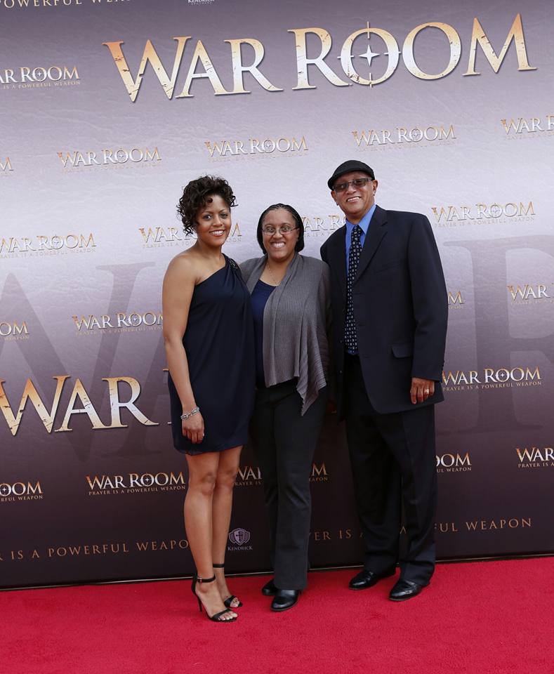 Candice Kimbrough with her younger sister Teshera Kimbrough and dad Gregg Kimbrough at the War Room Red Carpet Premiere.