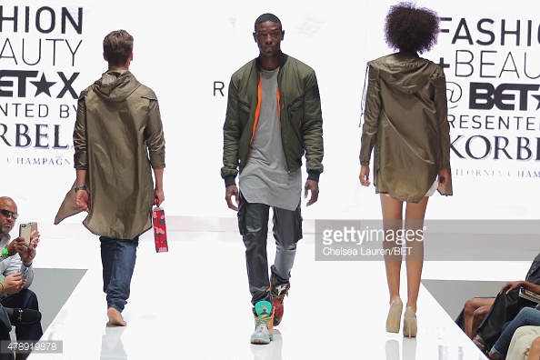 Jamal walking the runway in the 2015 BET Experience fashion show at the LA Convention Center