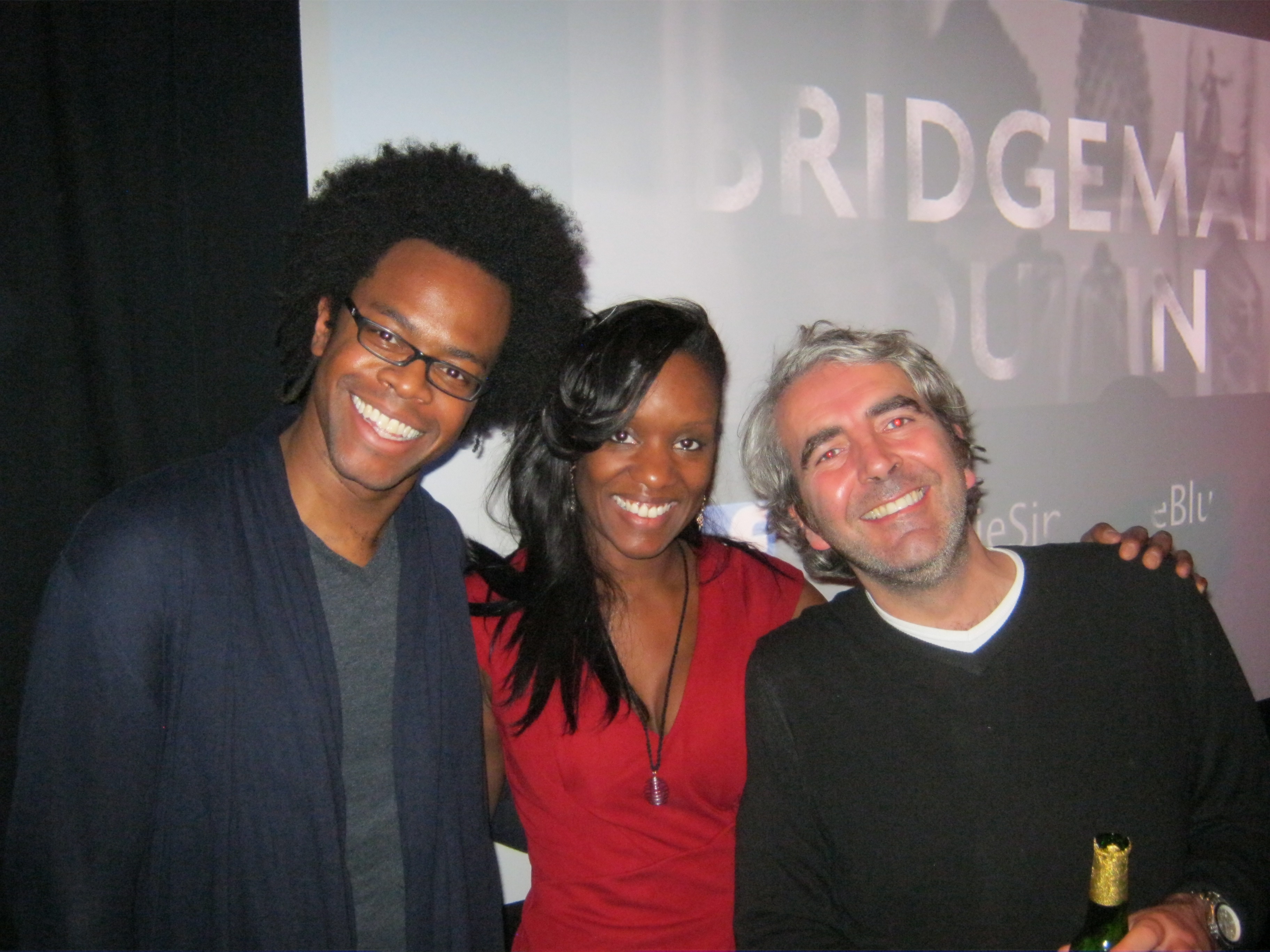 Paul R. Brewster, Media/Festival Consultant, with Kay Bridgeman, Producer, Writer and Actress, and Simon Blake, Director at Magpie Sings The Blues private screening at Soho House,London