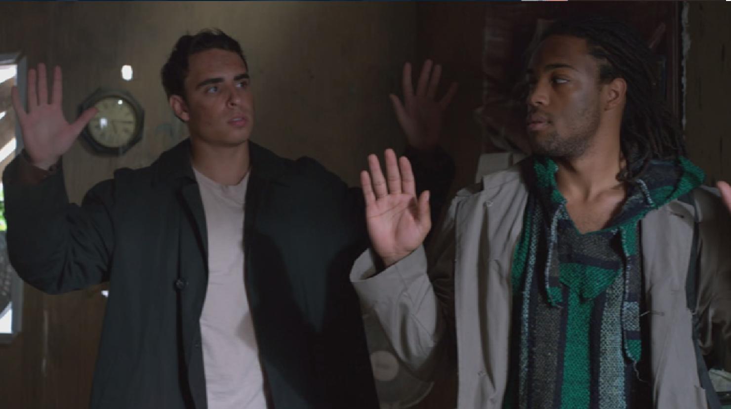 Still of Phillip Mullings Jr. and Andrew Romano in Being (2013)