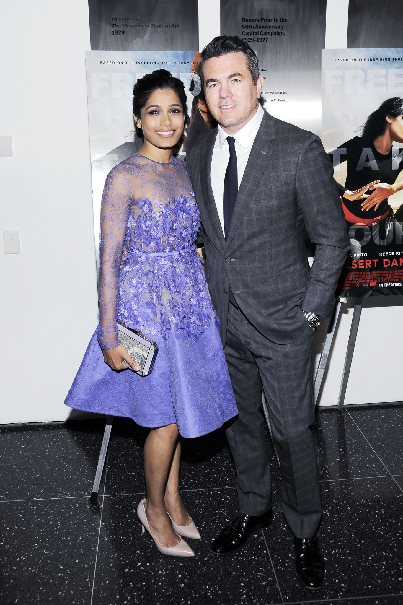 Tucker Tooley and Freida Pinto at event of Desert Dancer (2014)