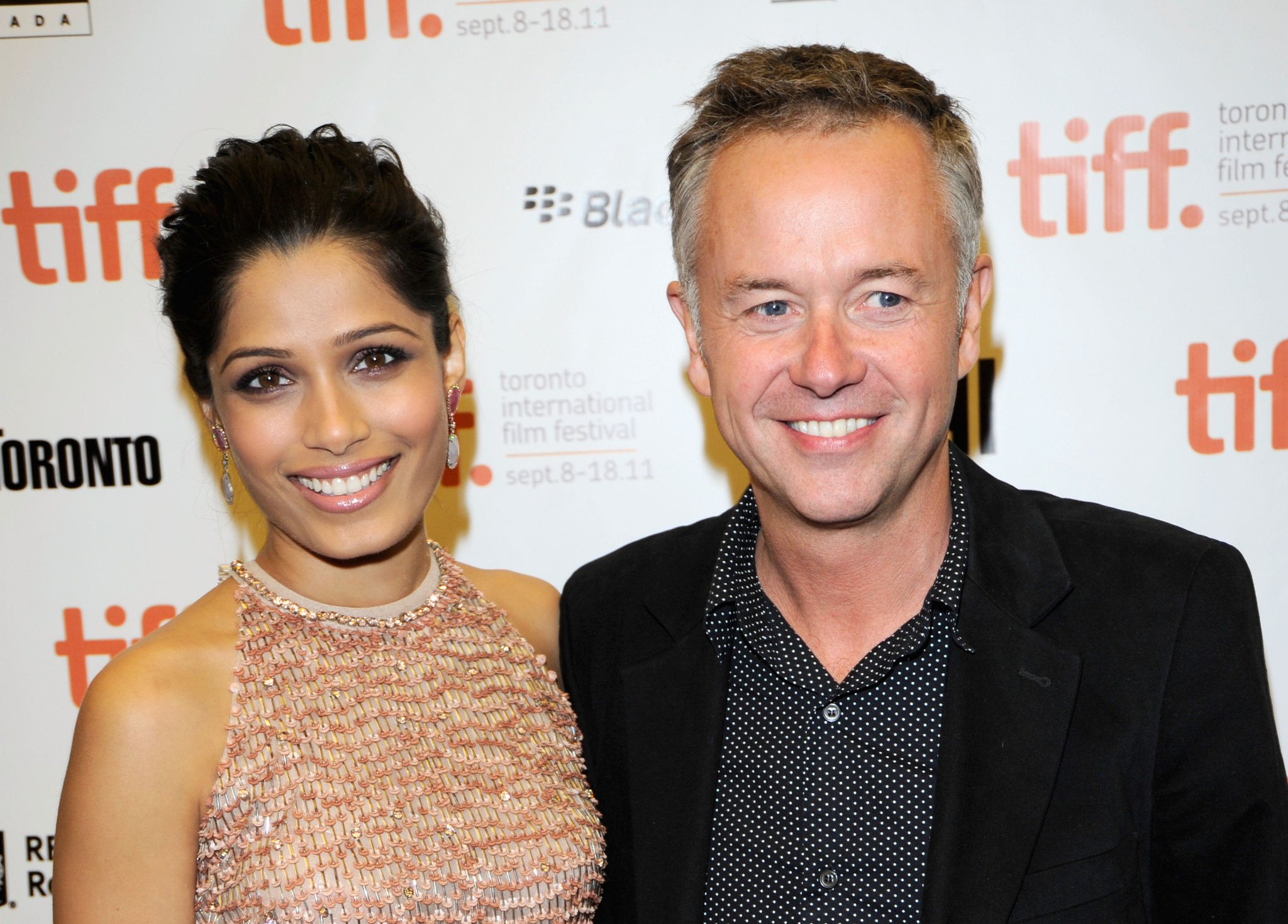 Michael Winterbottom and Freida Pinto at event of Trishna (2011)