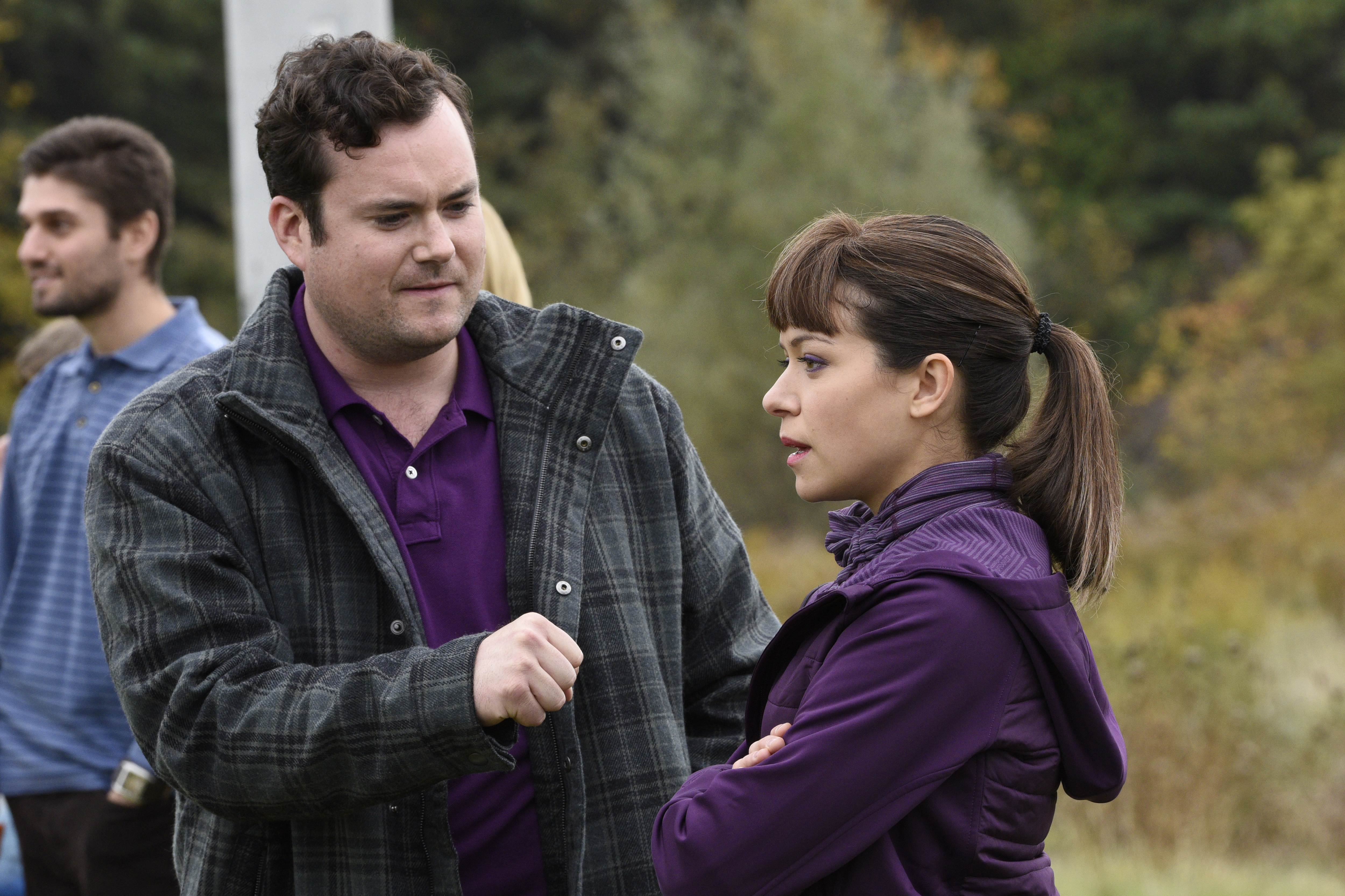 Still of Tatiana Maslany and Kristian Bruun in Orphan Black (2013)