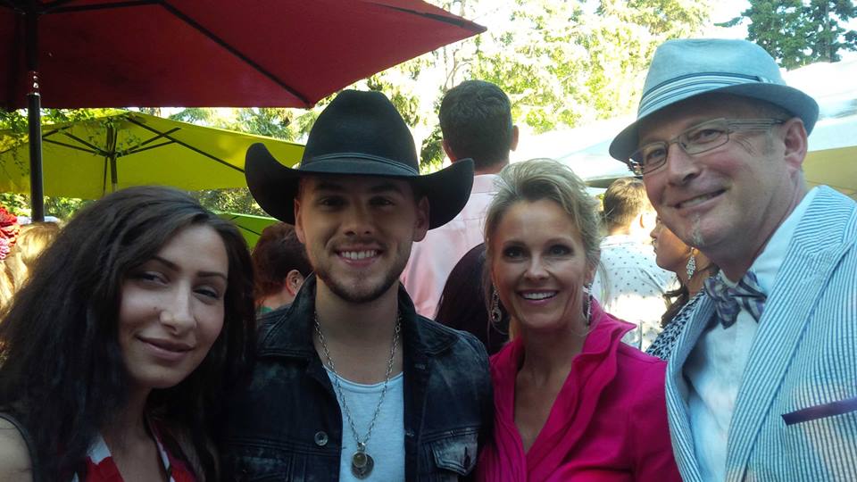 Country Star Brett Kissel, Angie Shilliday, Jeff Wilkie at Brett Wilson's Garden Party.