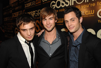 Penn Badgley, Chace Crawford and Ed Westwick at event of Liezuvautoja (2007)