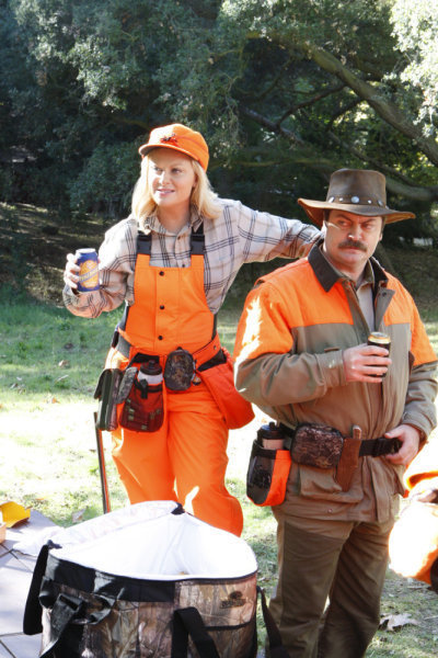 Still of Jim O'Heir and Amy Poehler in Parks and Recreation (2009)