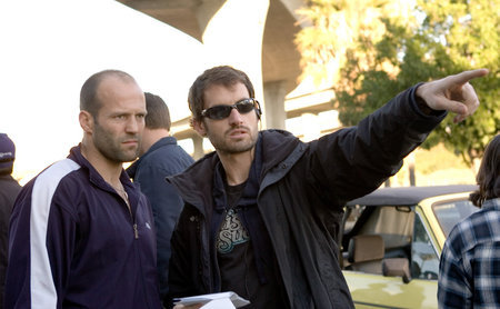 Jason Statham with co-writer/director Mark Neveldine on the set of CRANK.