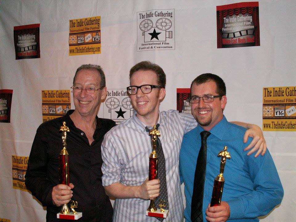 Ryan celebrates his #1 Horror/Comedy Feature Award at the Indie Gathering.