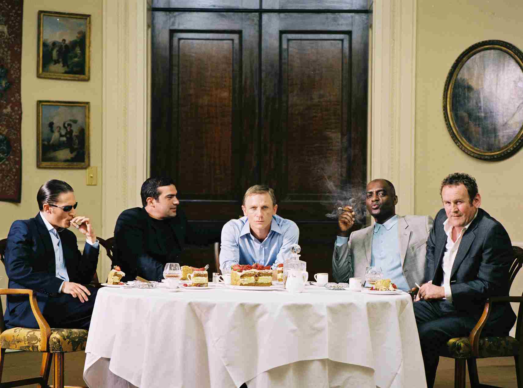 Still of Colm Meaney, Daniel Craig, Tom Hardy, George Harris and Tamer Hassan in Layer Cake (2004)