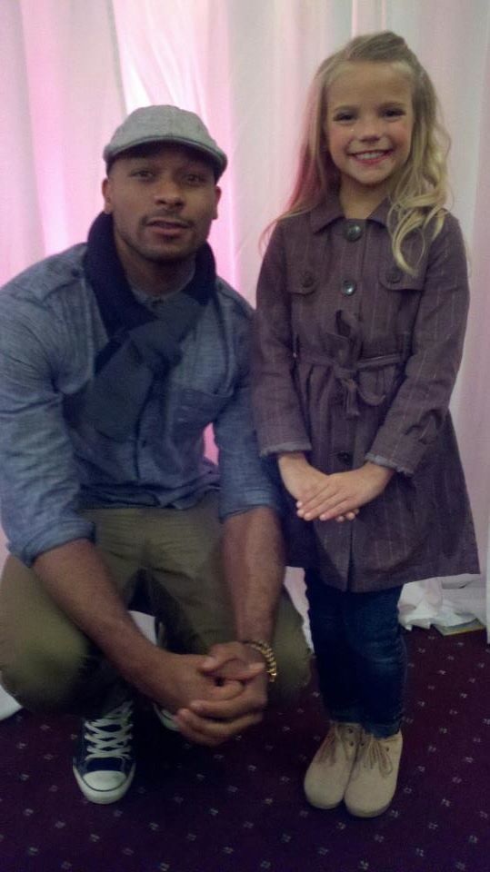 Meg with choreographer Anthony Burrell on the set of Bad Grandpa.