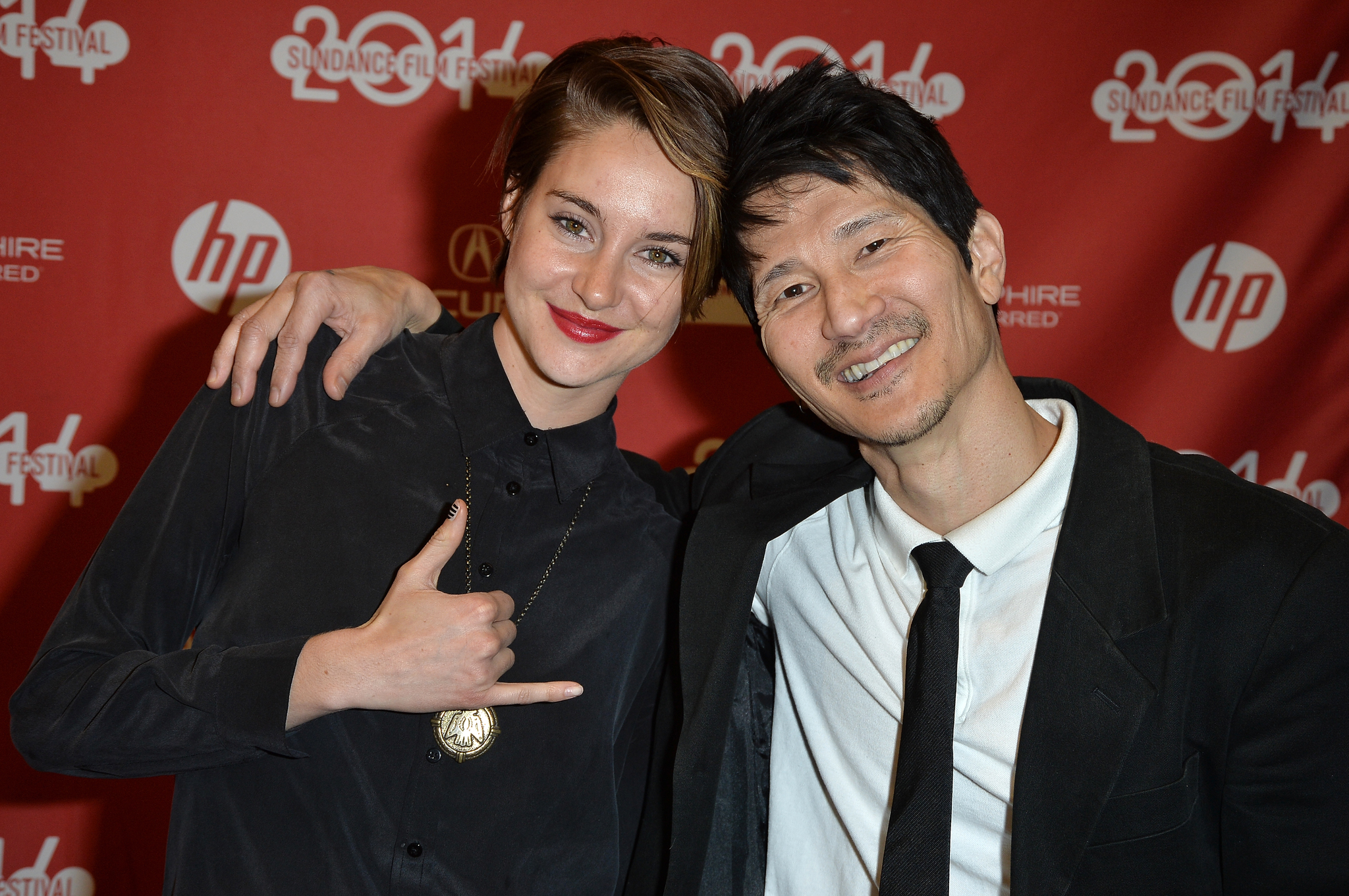 Gregg Araki and Shailene Woodley at event of White Bird in a Blizzard (2014)