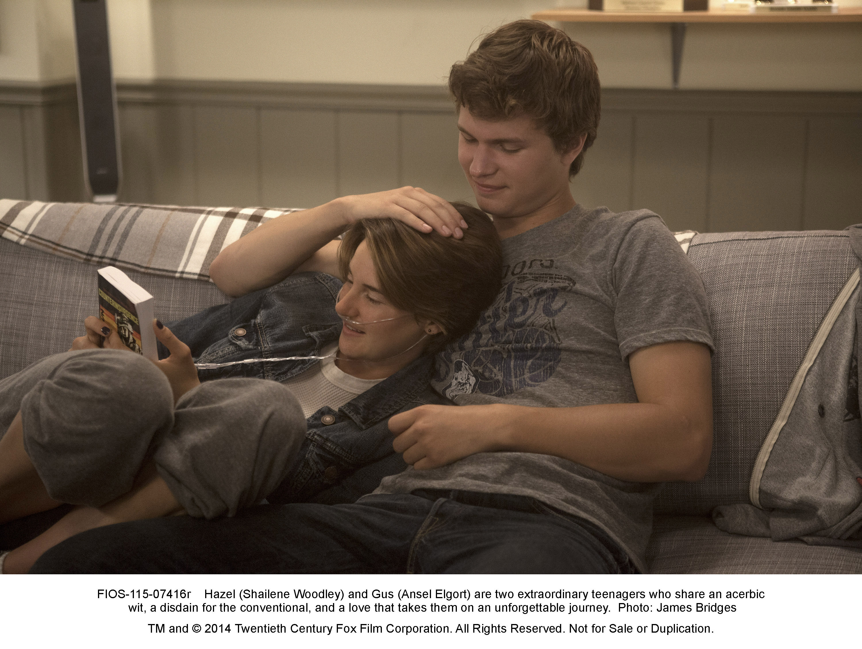 Still of Shailene Woodley and Ansel Elgort in Del musu likimo ir zvaigzdes kaltos (2014)