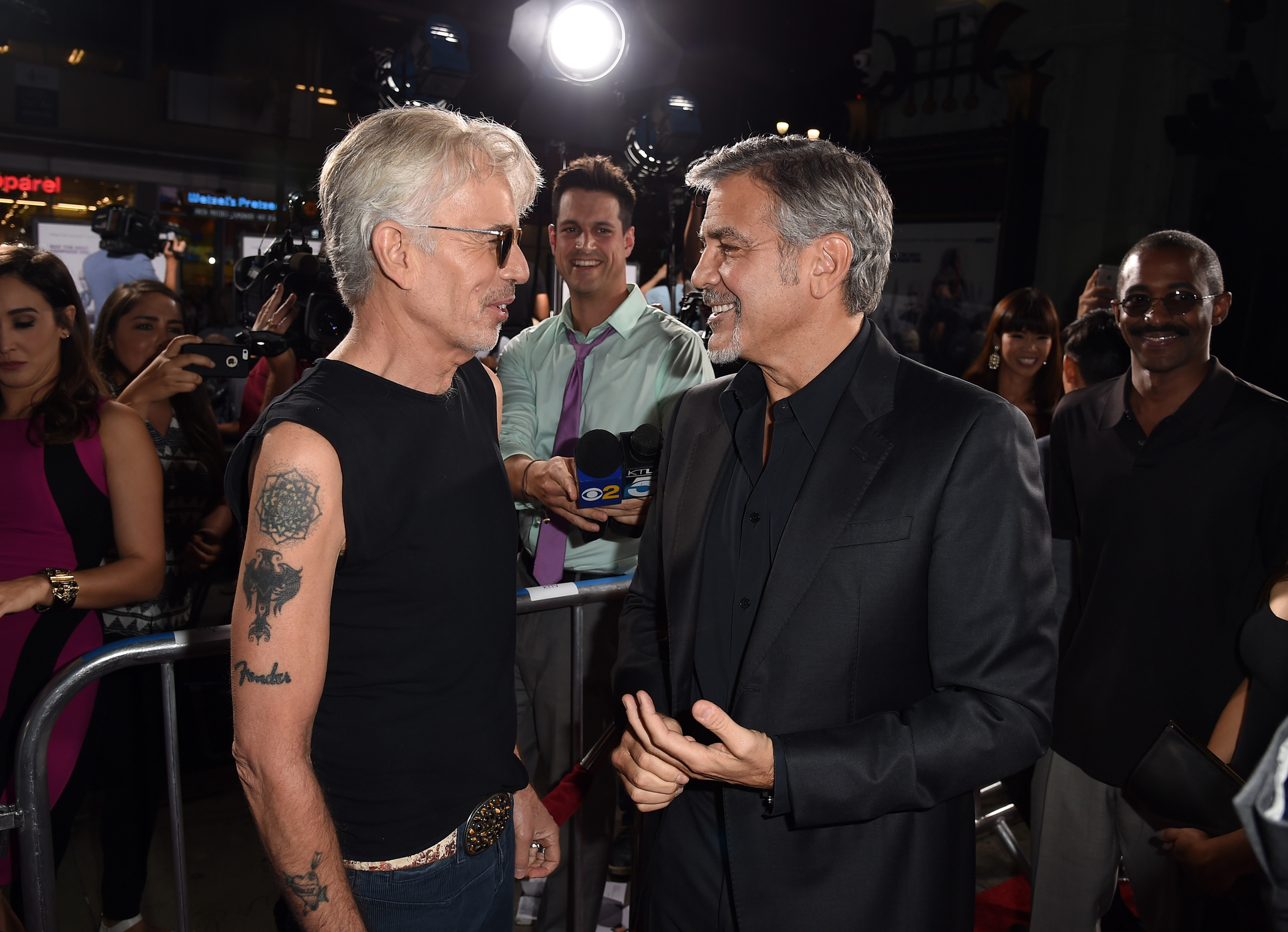 George Clooney and Billy Bob Thornton at event of Our Brand Is Crisis (2015)
