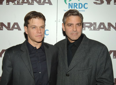 George Clooney and Matt Damon at event of Syriana (2005)