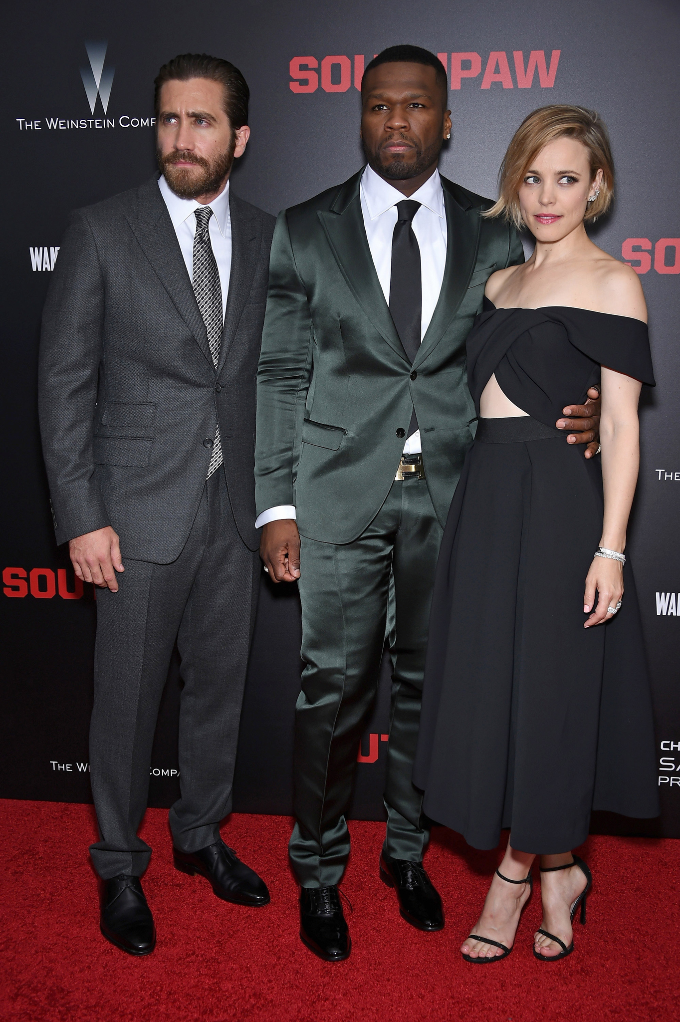Jake Gyllenhaal, Rachel McAdams and 50 Cent at event of Southpaw (2015)
