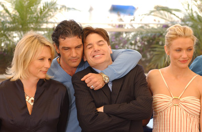 Antonio Banderas, Cameron Diaz, Mike Myers and Jennifer Saunders at event of Srekas 2 (2004)