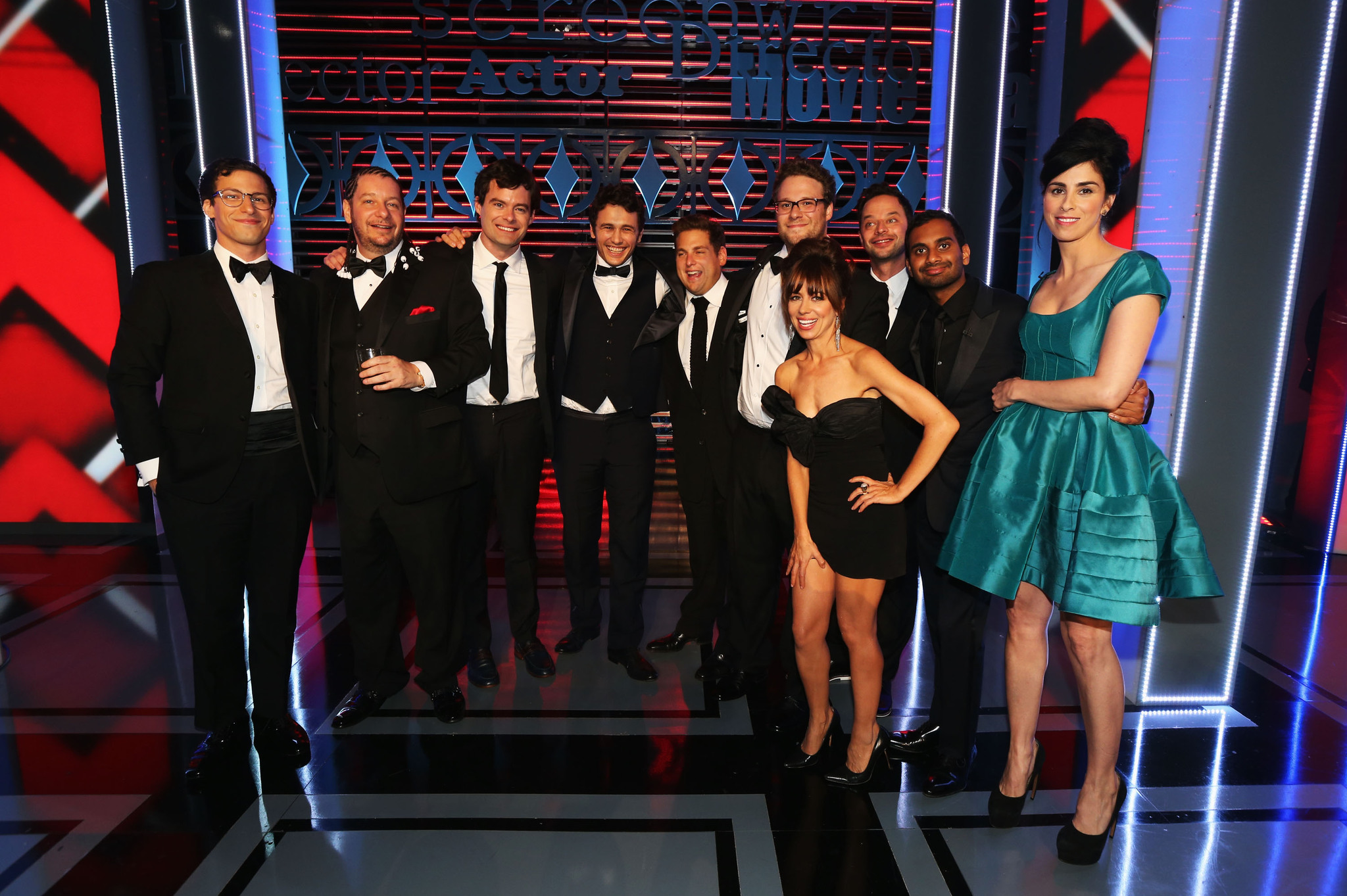 James Franco, Bill Hader, Seth Rogen, Sarah Silverman, Natasha Leggero, Andy Samberg, Jonah Hill, Nick Kroll, Aziz Ansari and Jeff Ross at event of Comedy Central Roast of James Franco (2013)