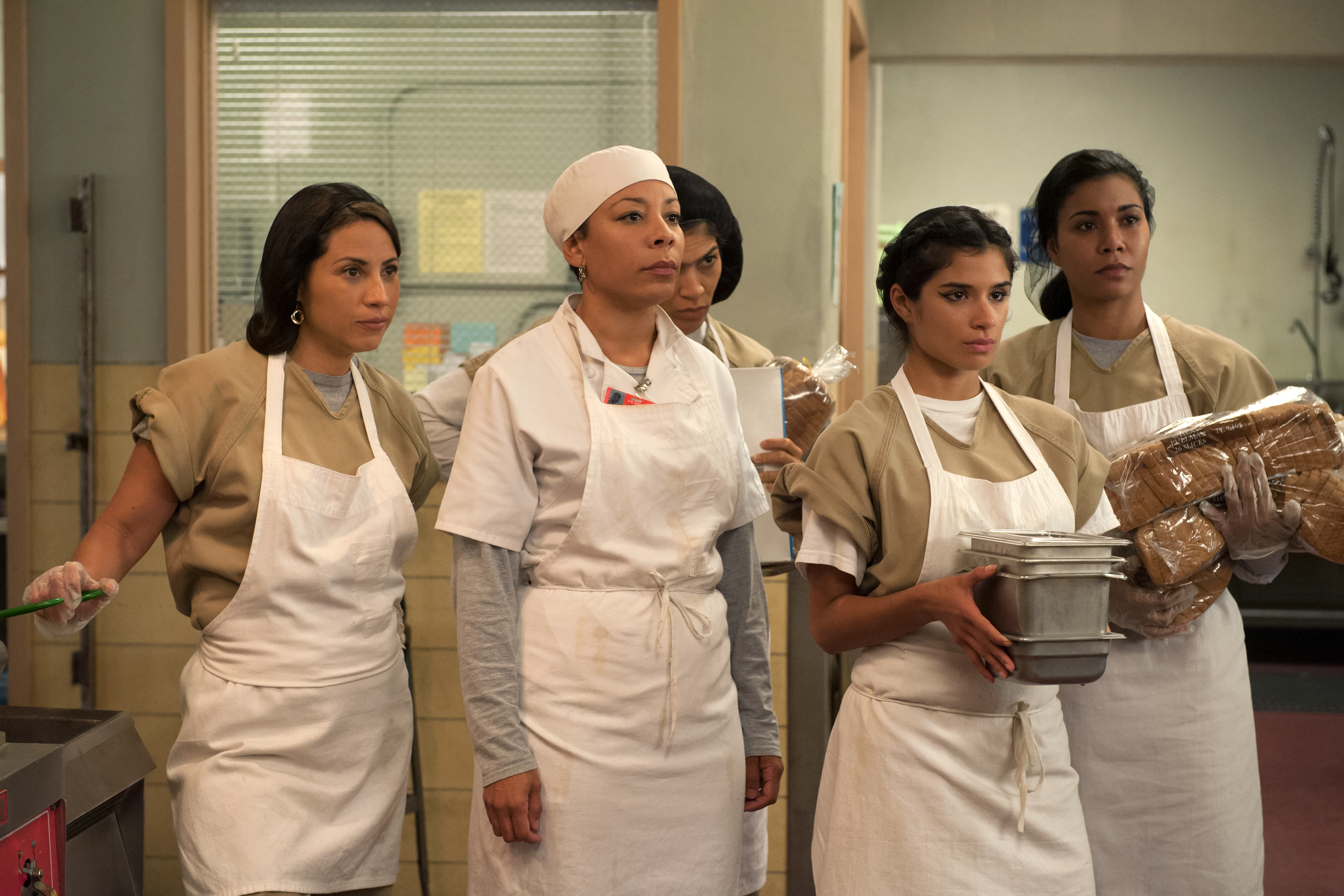 Still of Selenis Leyva, Elizabeth Rodriguez, Laura Gómez, Jessica Pimentel and Diane Guerrero in Orange Is the New Black (2013)