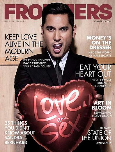 David Cruz, Featured Cover, Valentine's Day FRONTIERS Magazine 2014