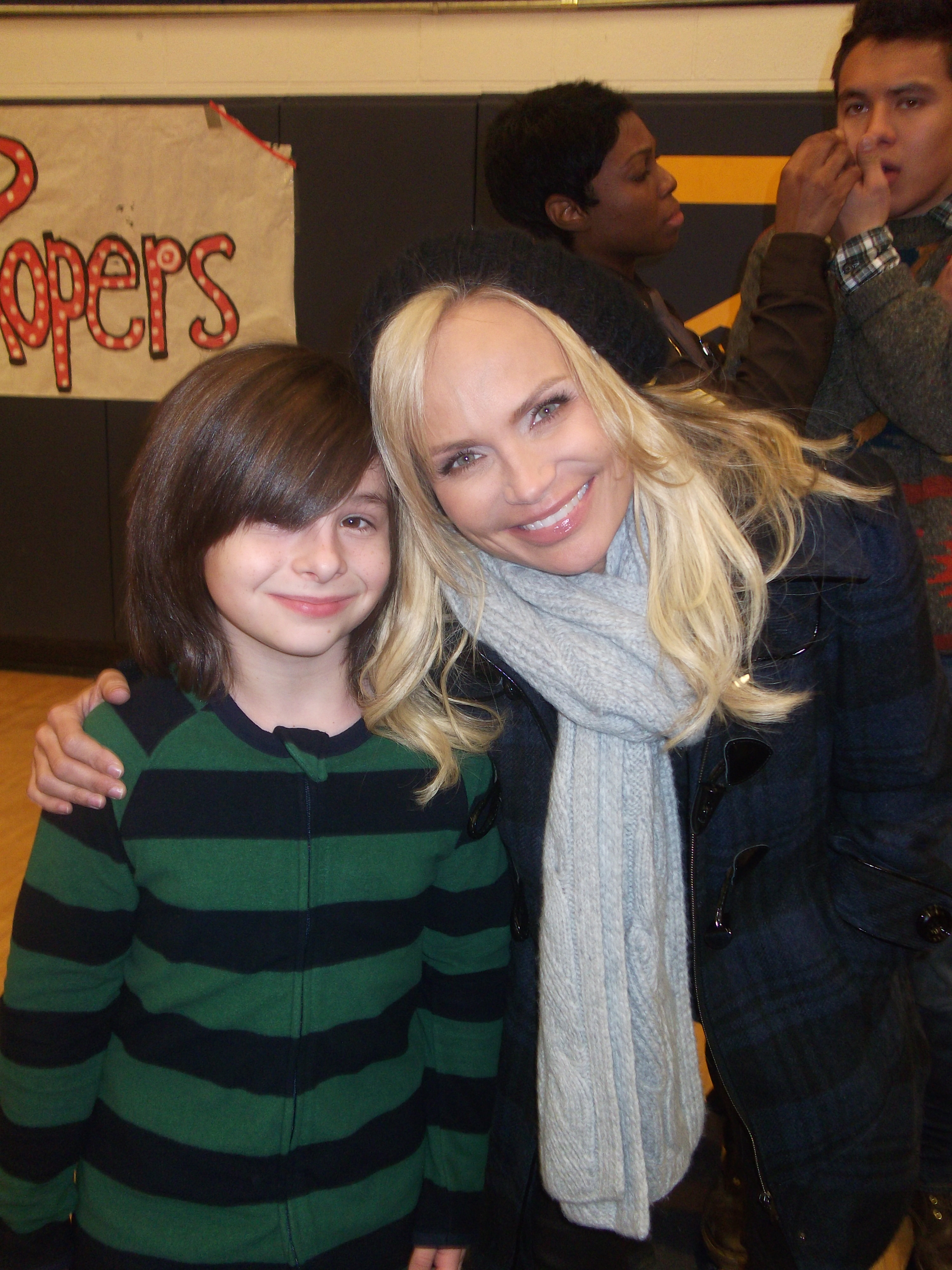 Robbie Tucker and Kristin Chenoweth on set of 'Family Weekend' 2/2011