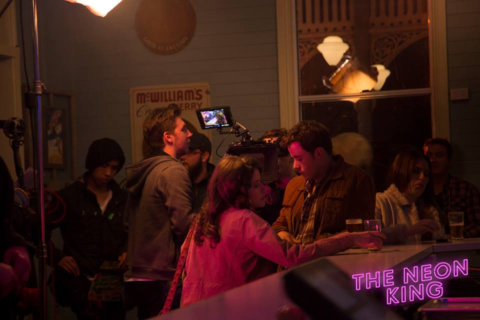 Still of Elizabeth Simard and Julian Curtis in The Neon King (2015)