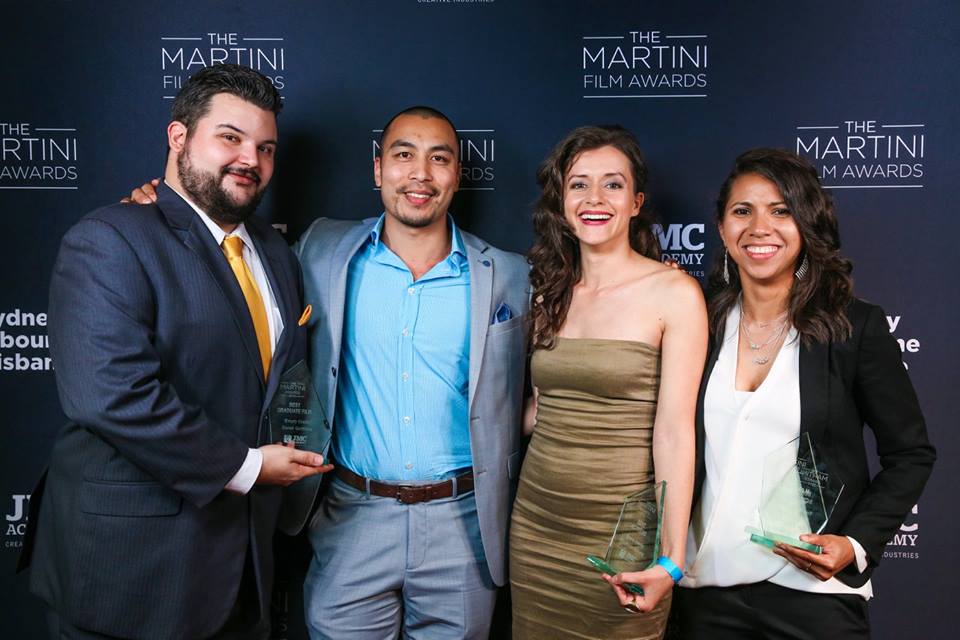 Derek Griffiths, Paul Malgapo, Kelly Toop at event of Martini Awards (2015)