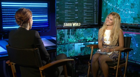 Ine Therese Back Iversen and with Bryce Dallas Howard on the press junket for the movie Jurassic World.