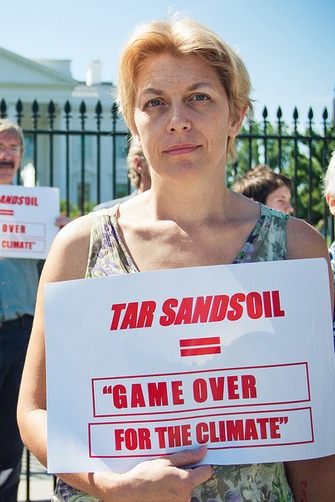 Pauline in 2011 at the first Tar Sands Action protest outside the White House.