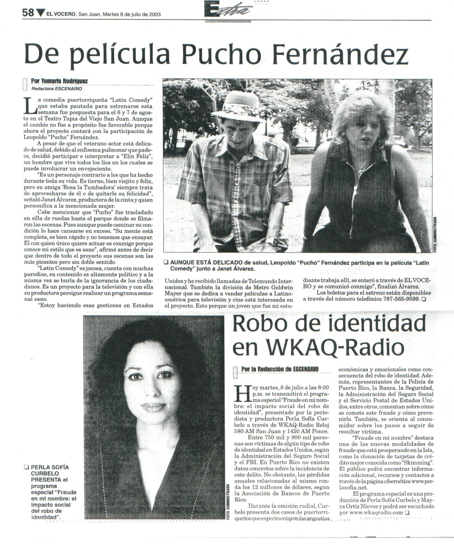 Pucho Fernandez y Janet Alvarez en Latin Comedy
