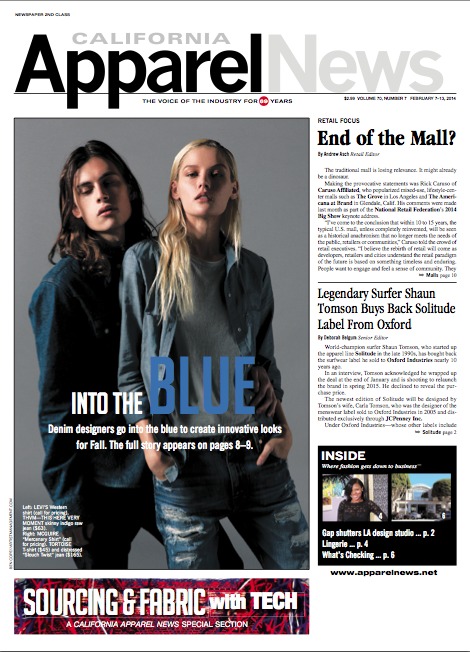 Harry Hains on the front page of APPAREL NEWS CALIFORNIA