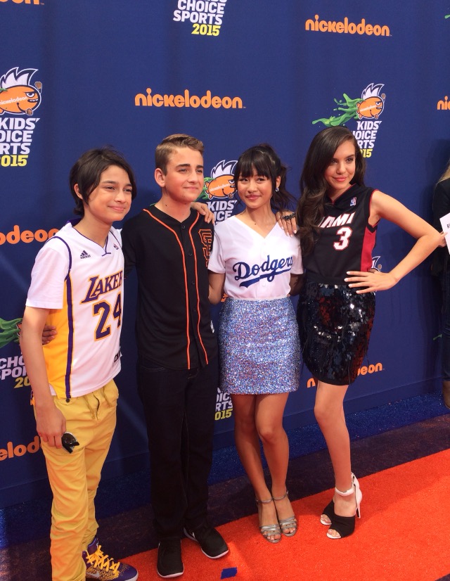 At the 2015 Kids Choice Sports with Rio Mangini, Buddy Handleson and Haley Tju. Orange Carpet (July 18, 2015)