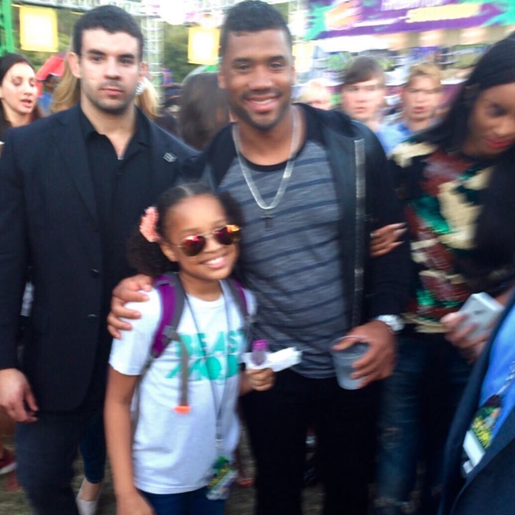With Seattle Seahawks QB Russell Wilson at the Kids' Choice Sports Awards.