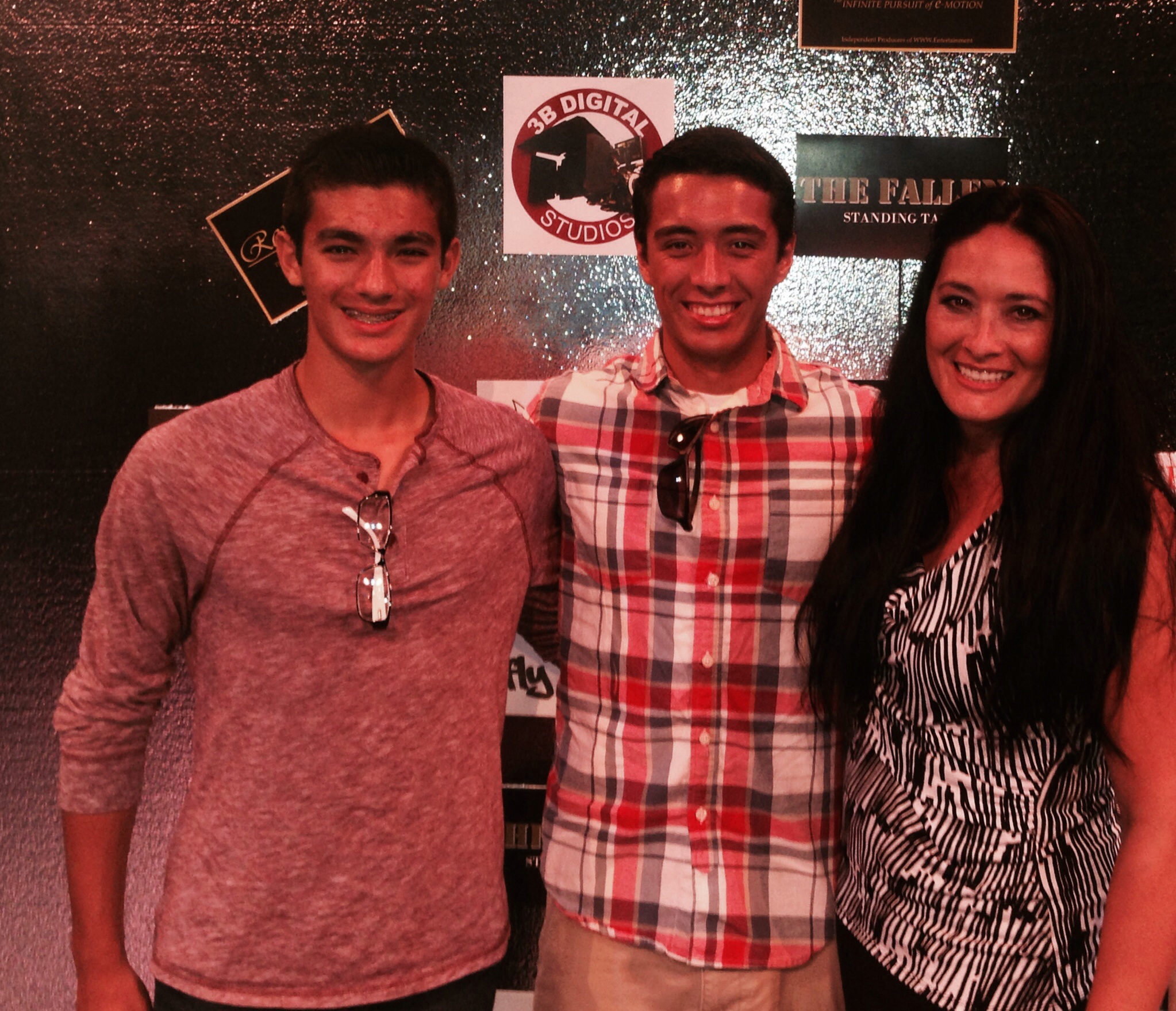 Tricia Stone and her sons at the movie premiere of The Fallen.