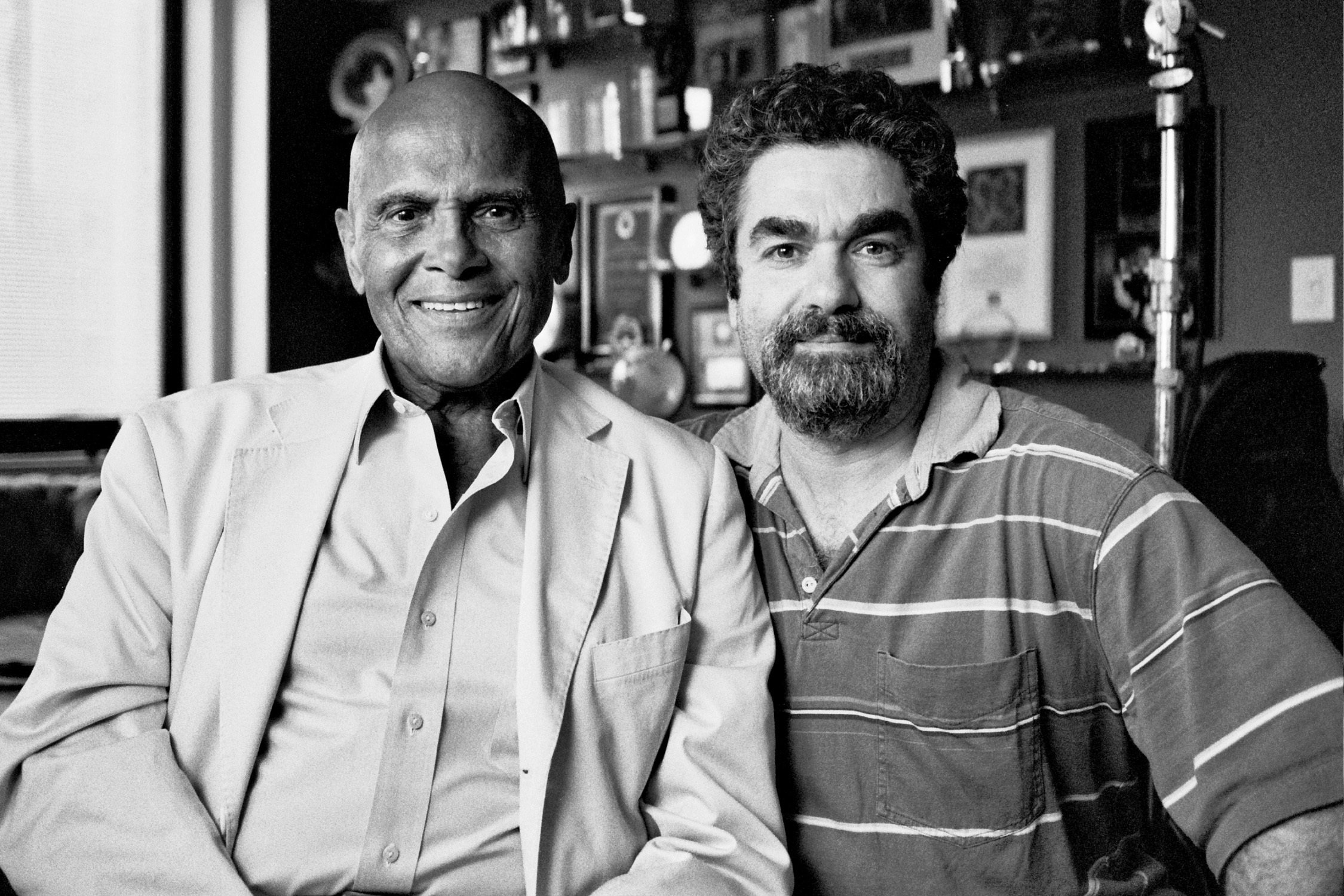 Harry Belafonte and director Joe Berlinger during the filming of Under African Skies.