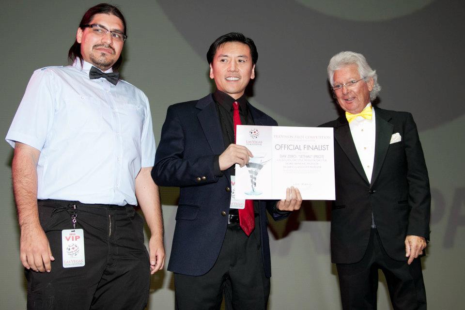 Cal Nguyen receiving the 2012 Las Vegas Film Festival Official Finalist award in the TV Pilots Competition in Las Vegas, NV, July 22, 2012