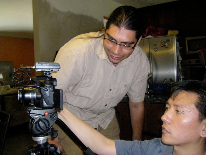 Cal Nguyen and Tim Sabuco on the set of Day Zero the series.