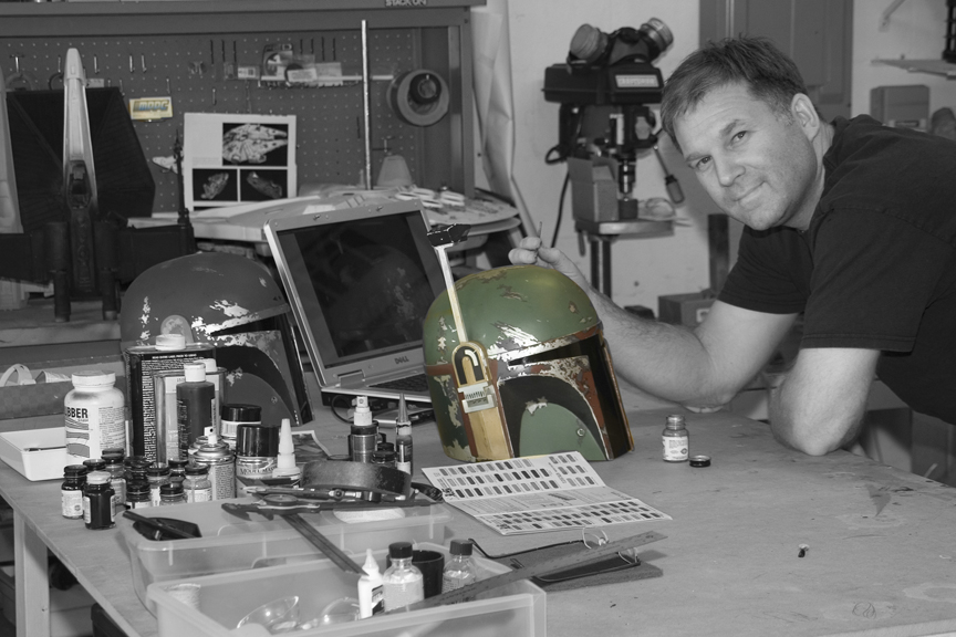 Boba Fett helmet prototypes for Master Replicas before being sent to Lucasfilm licensing for approval.