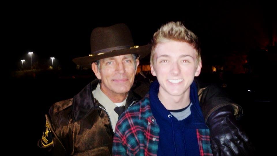 Grayson Francis on the set of SinkHole with Eric Roberts