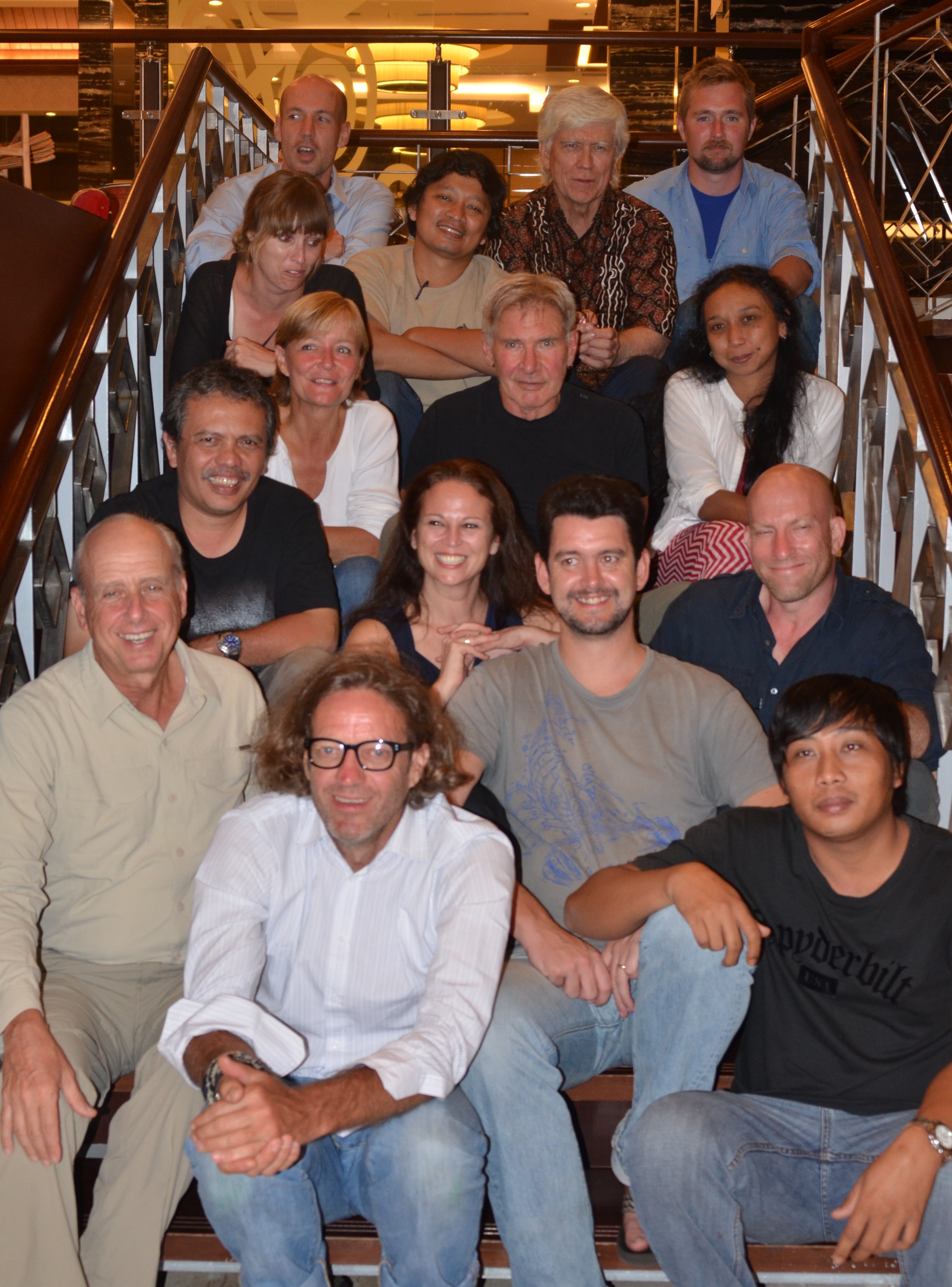 Jeff Horowitz (lower left) with Harrison Ford and Years crew in Indonesia.