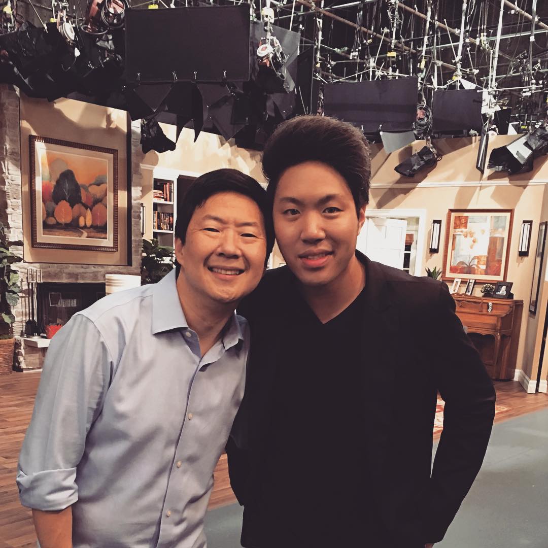 Peter K Chen with Ken Jeong on the set of Dr. Ken (2015) on ABC